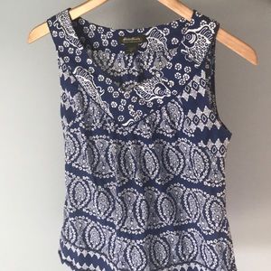 EDDIE BAUER | Navy & white sleeveless top | XS